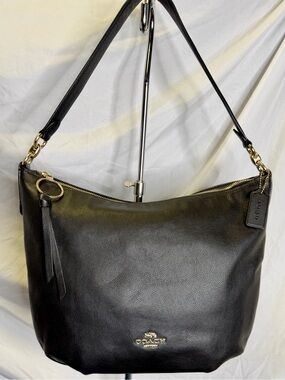 COACH Skylar Black Leather Hobo Carryall Shoulder Tote Bag Purse; 91029